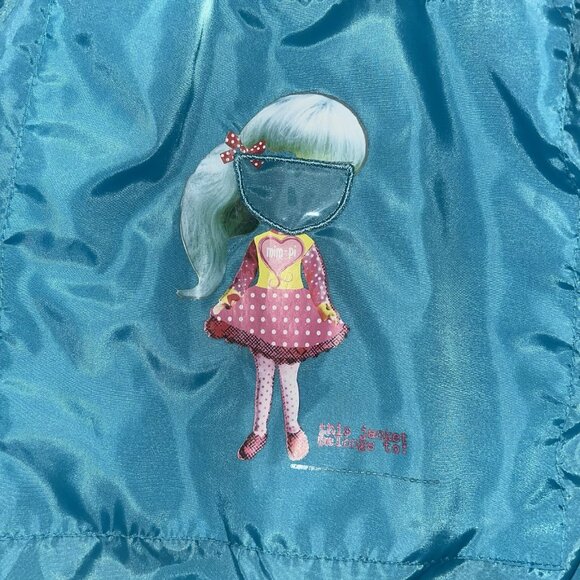 Mim Pi stretch puffer belted coat girls size 4 chevron - Picture 7 of 13